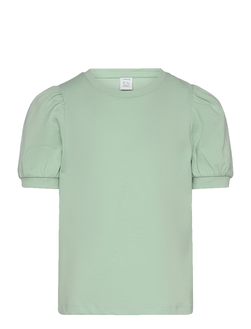 Lindex - Top basic puff sleeve - kortärmade t-shirts - light dusty green - 1