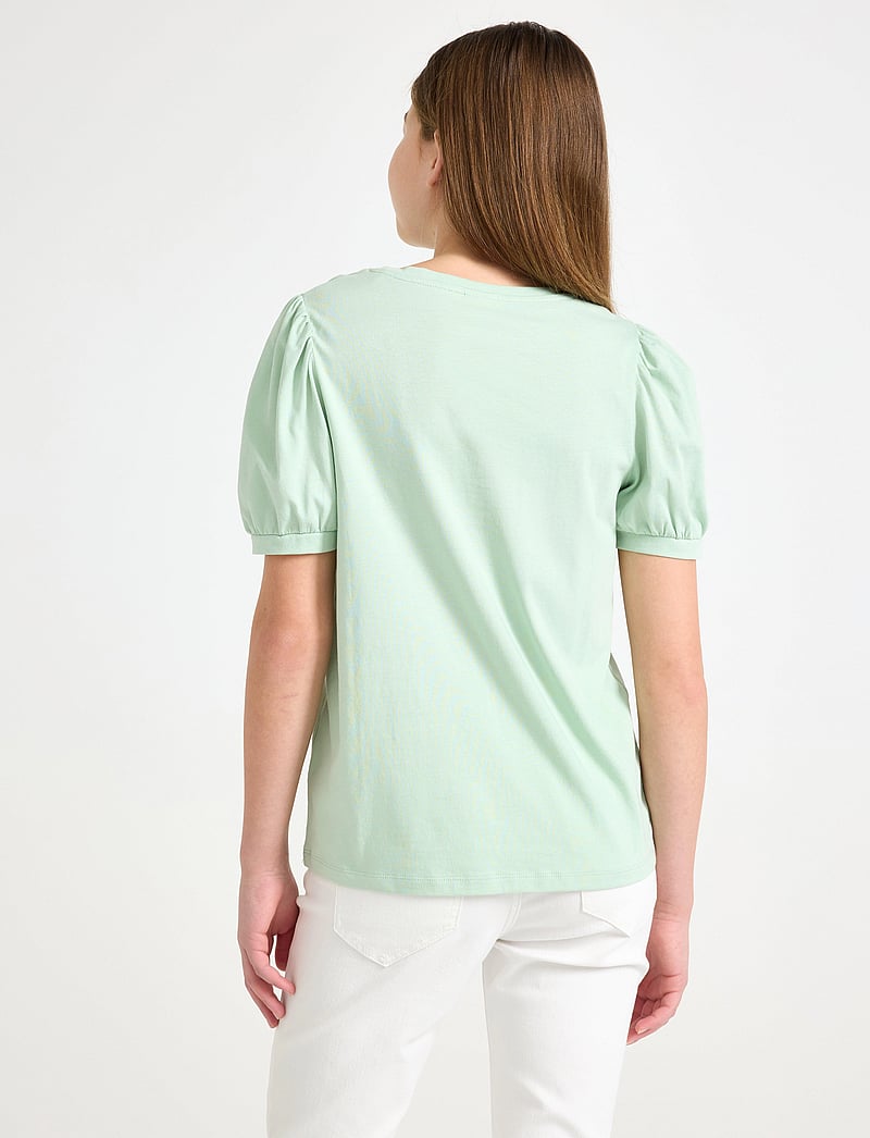 Lindex - Top basic puff sleeve - kortärmade t-shirts - light dusty green - 3