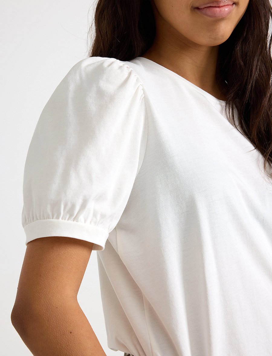 Lindex - Top basic puff sleeve - kurzärmelige - off white - 4