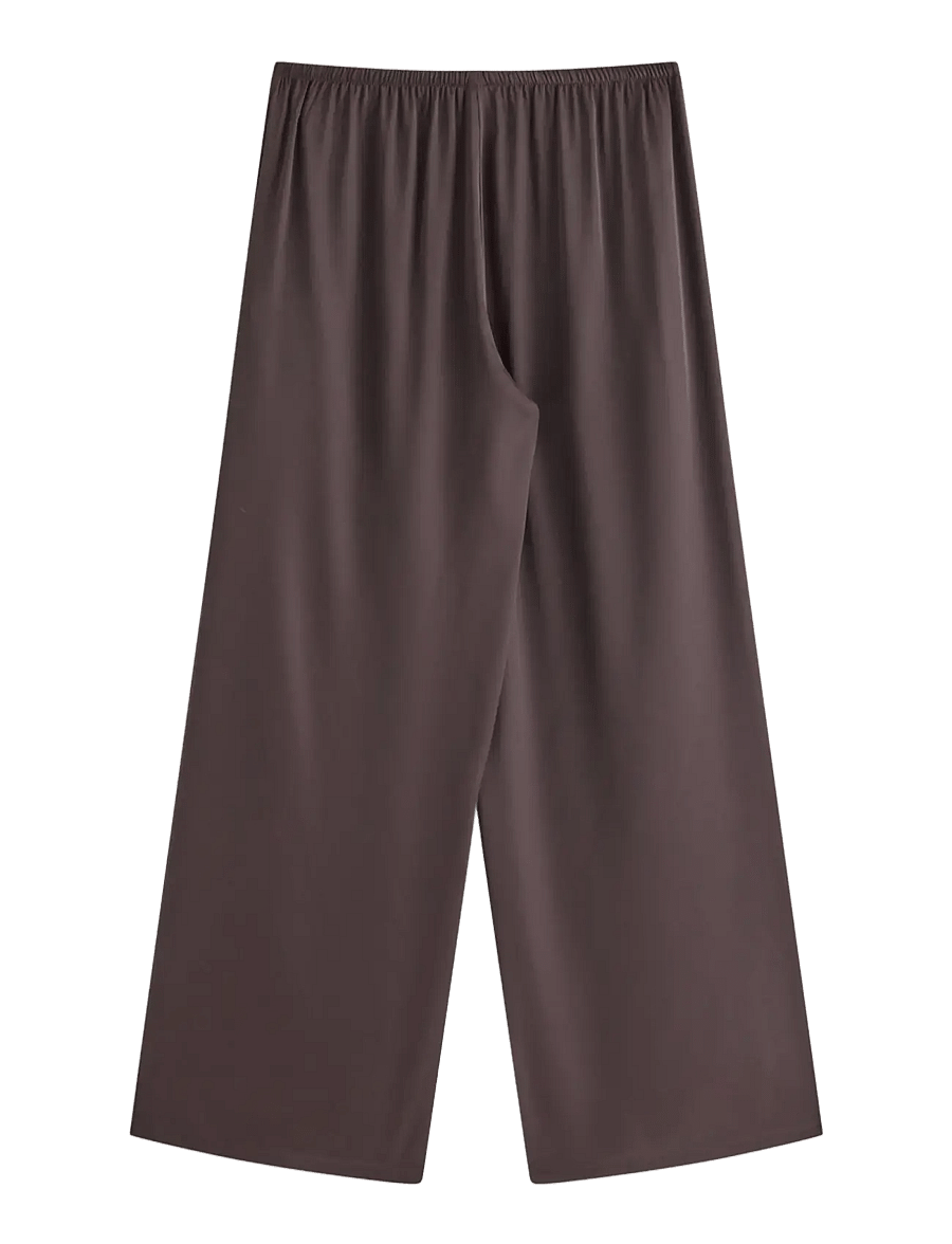 Lindex - Pyjama trousers in satin - bukser med brede ben - dark dusty brown - 2
