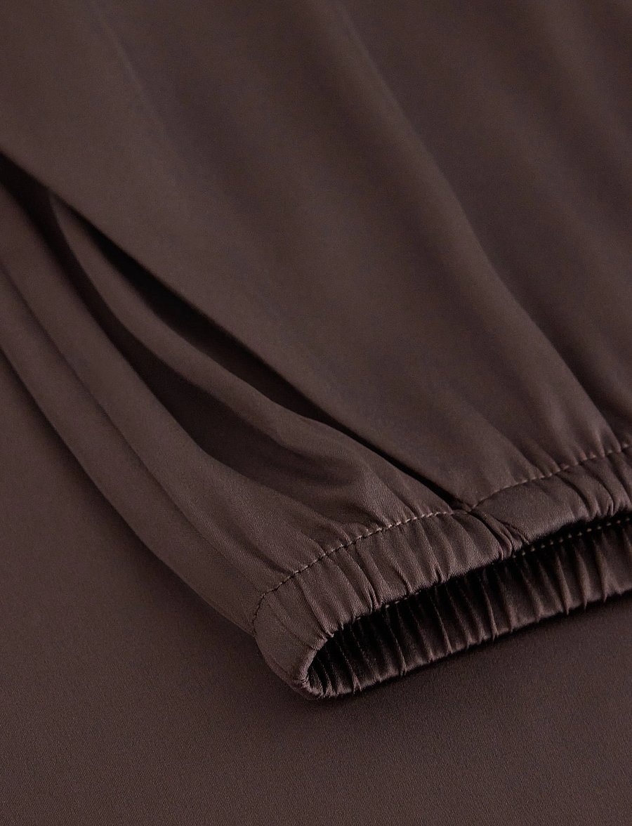 Lindex - Pyjama trousers in satin - bukser med brede ben - dark dusty brown - 5