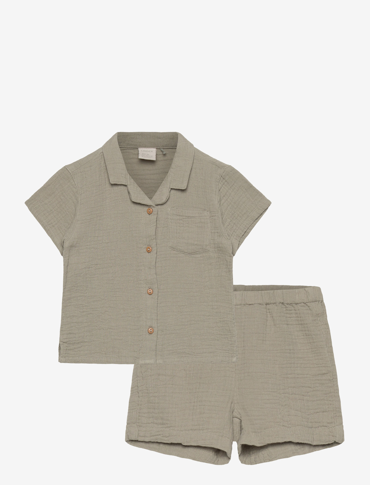 Lindex - Set shirt shorts gauze - dusty green - 0