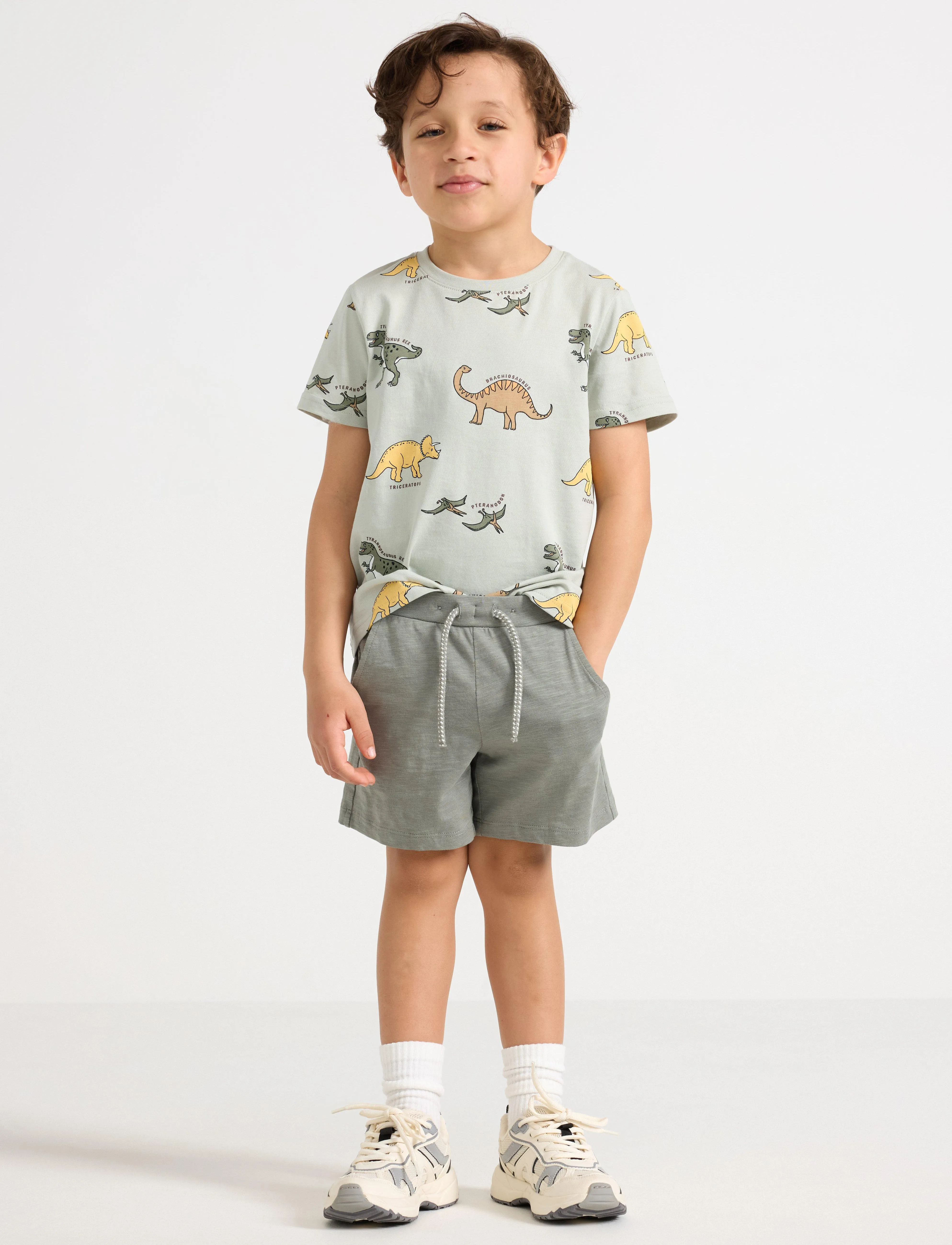 Lindex Shorts Slub - Shorts - DUSTY GREEN / green