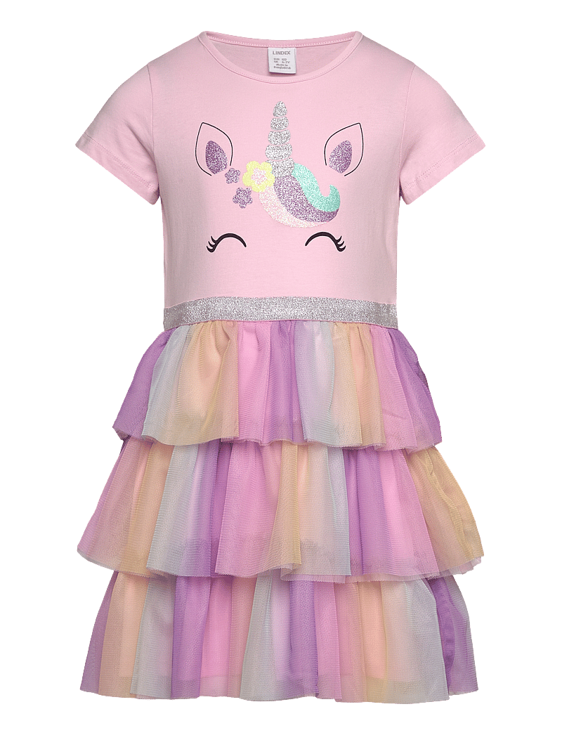 Lindex - Short-sleeved flounce dress - lyhythihaiset arkimekot - light pink - 1