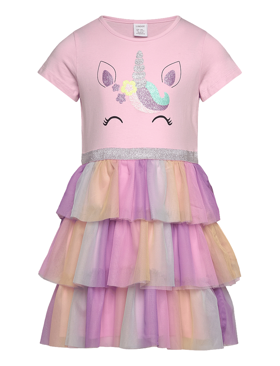 Lindex - Short-sleeved flounce dress - kurzärmelige freizeitkleider - light pink - 1