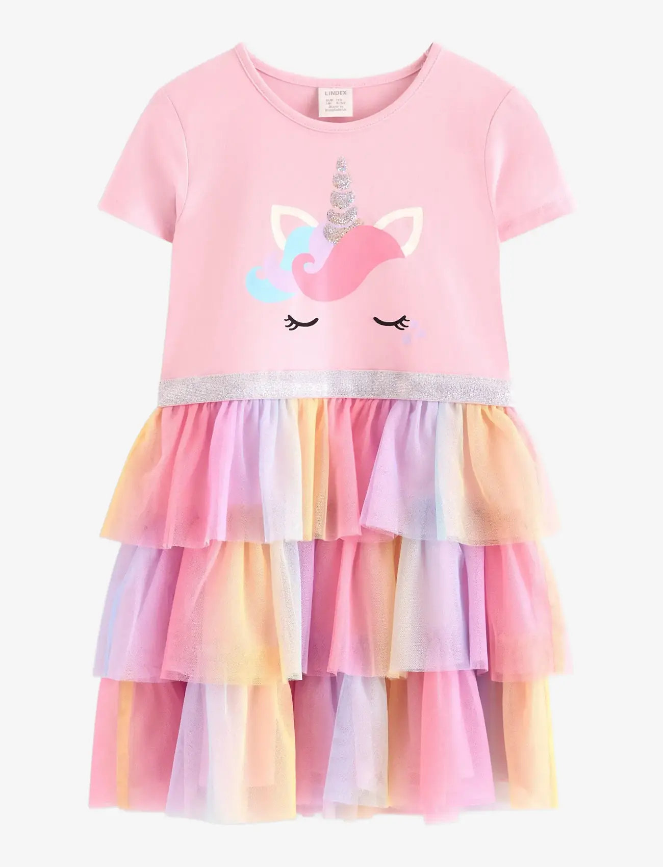 Lindex - Short-sleeved flounce dress - kortærmede hverdagskjoler - light pink - 1