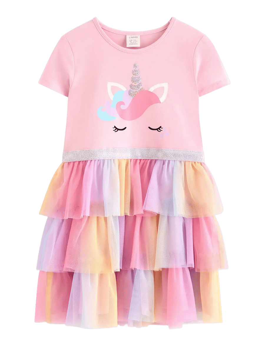 Lindex - Short-sleeved flounce dress - kortærmede hverdagskjoler - light pink - 1