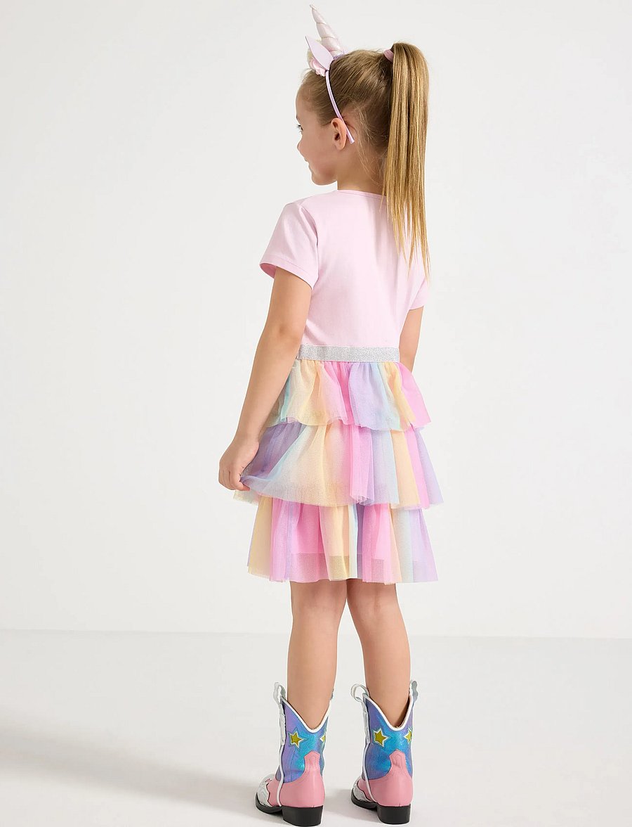 Lindex - Short-sleeved flounce dress - kortærmede hverdagskjoler - light pink - 3