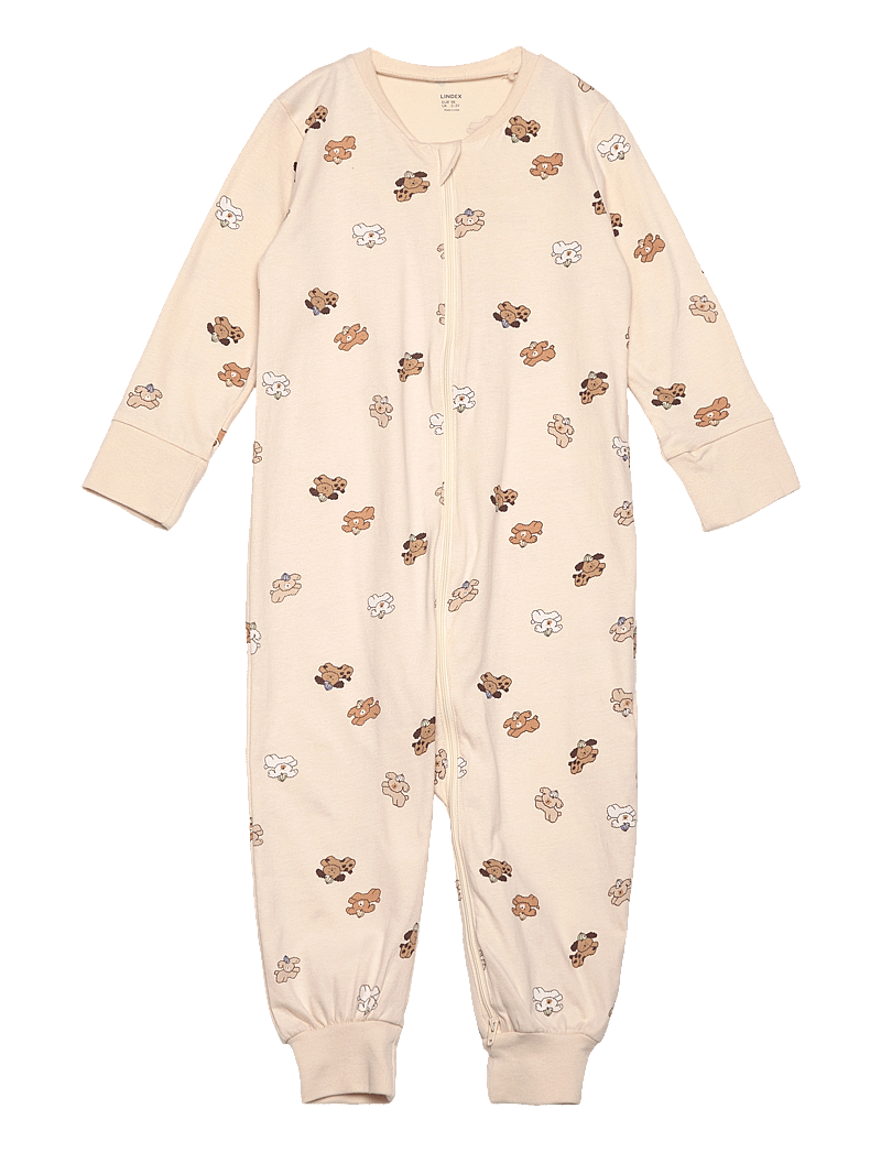 Lindex - Pyjamas fluffy dogs - sleeping overalls - light beige - 0