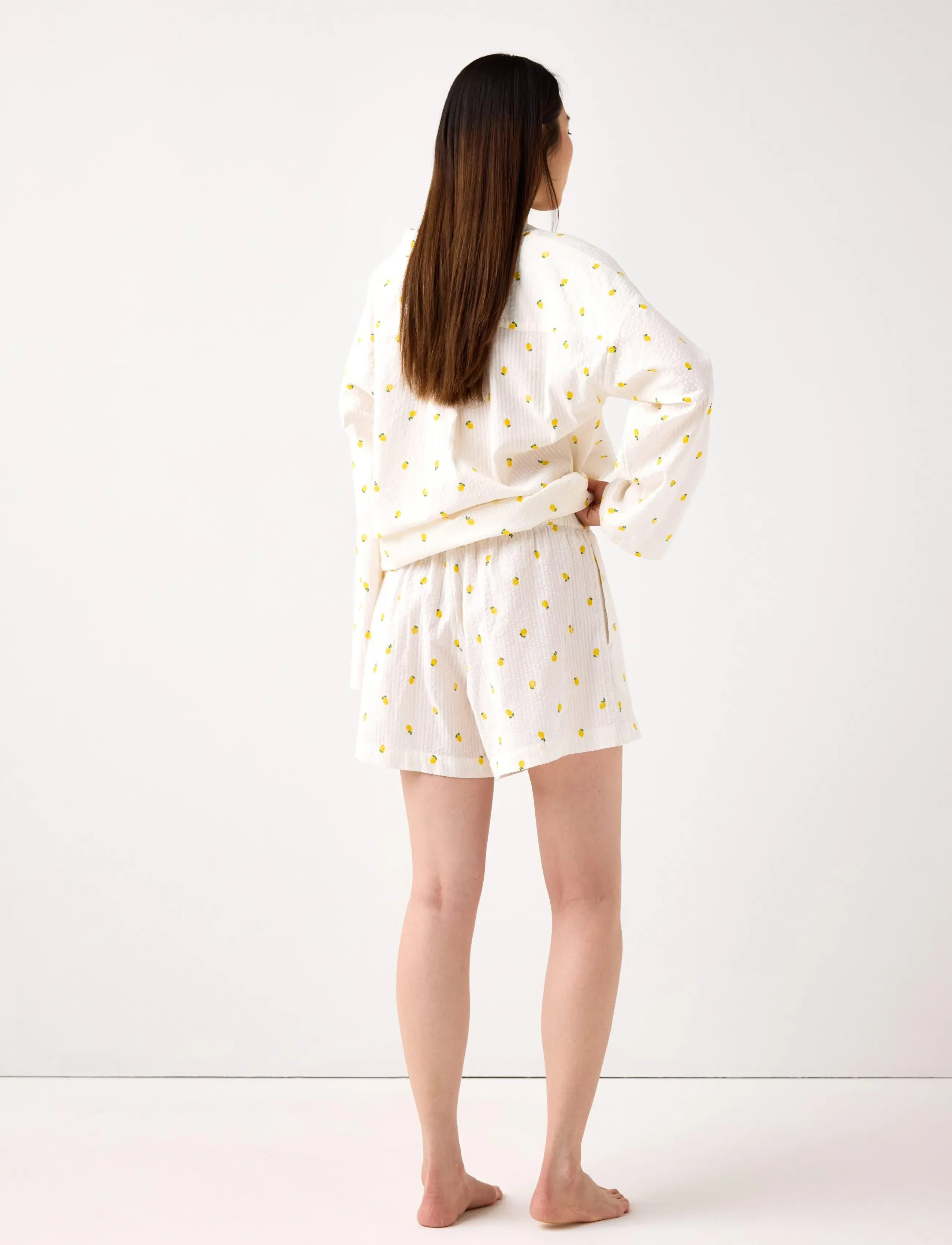 Lindex - Pyjama shorts seersucker - shorts - yellow - 3