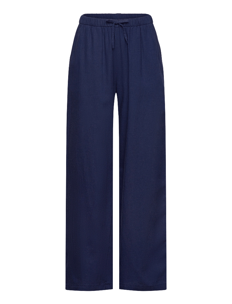 Lindex - Trousers Linen blend - linane riietus - dark blue - 0