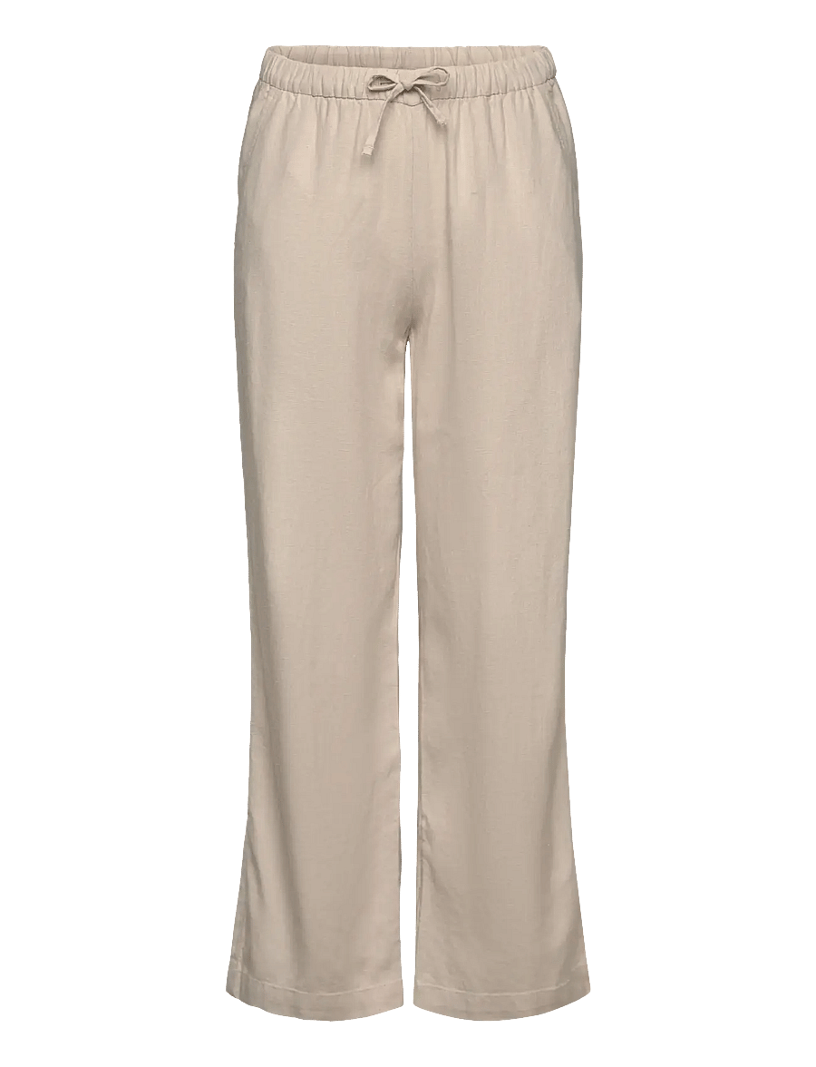 Lindex - Trousers Linen blend - linased riided - light beige - 0