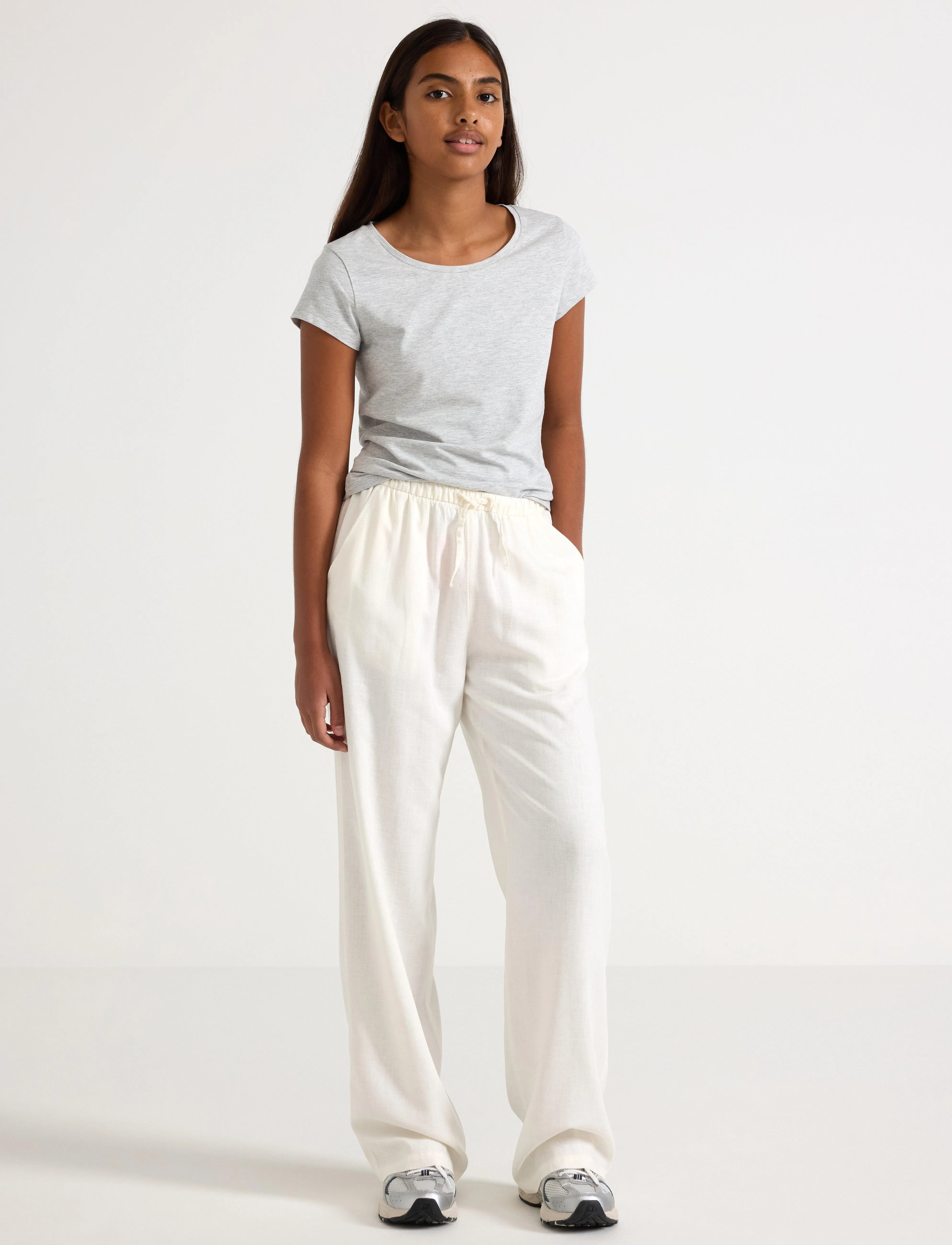 Lindex Trousers Linen Blend, 140, Unterteile, Weiß - Trousers, Kinder