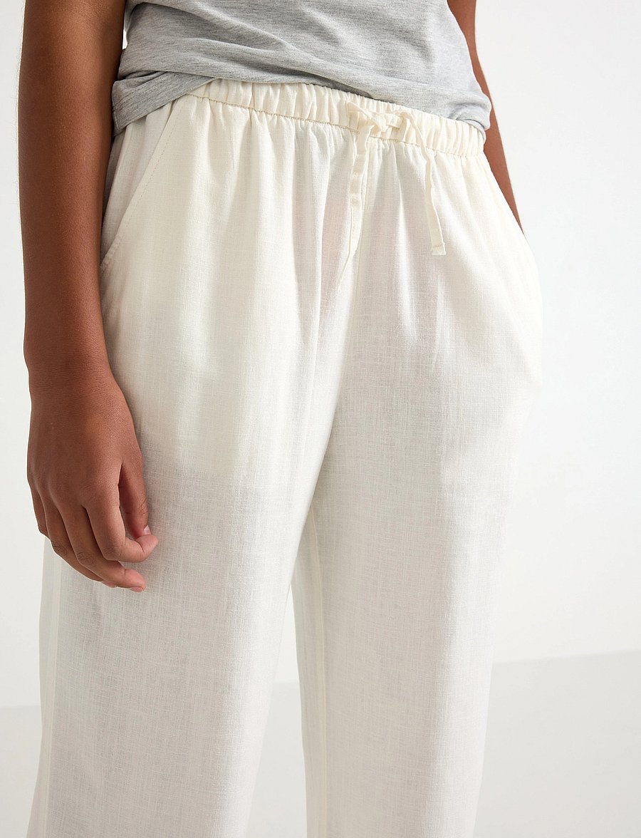 Lindex - Trousers Linen blend - bukser - off white - 4