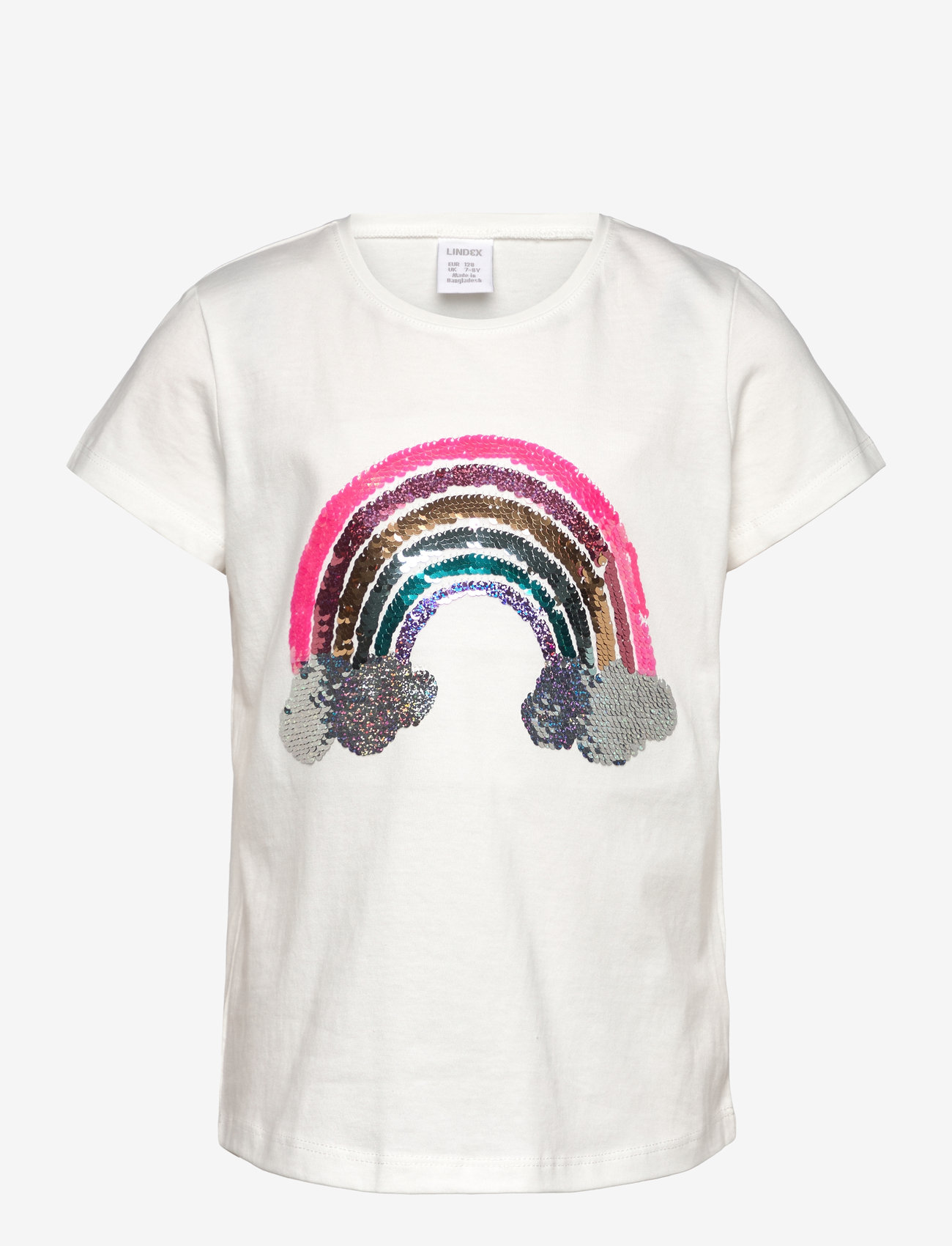 Lindex - Top ss flip sequins unicorn ra - light dusty white - 0