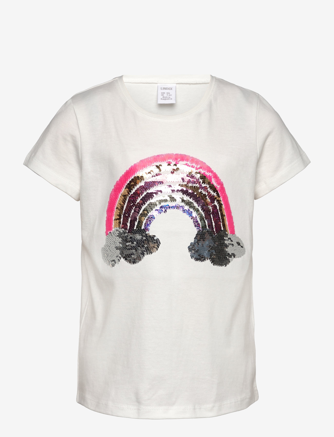 Lindex - Top ss flip sequins unicorn ra - light dusty white - 1