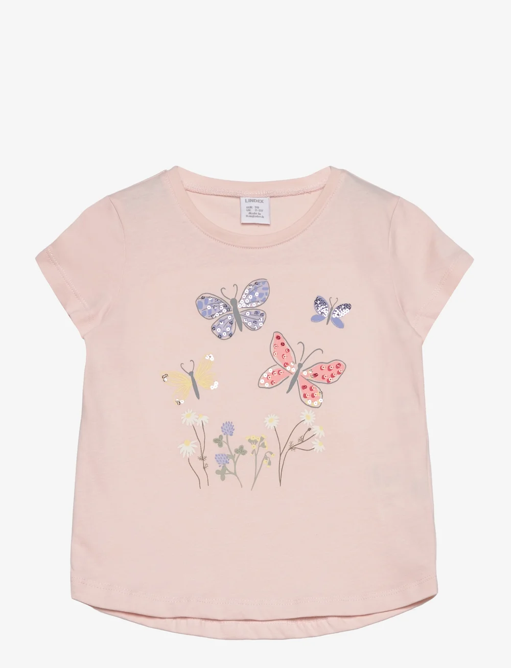 Lindex - Top ss sequins and flowers - kurzärmelige - light pink - 0