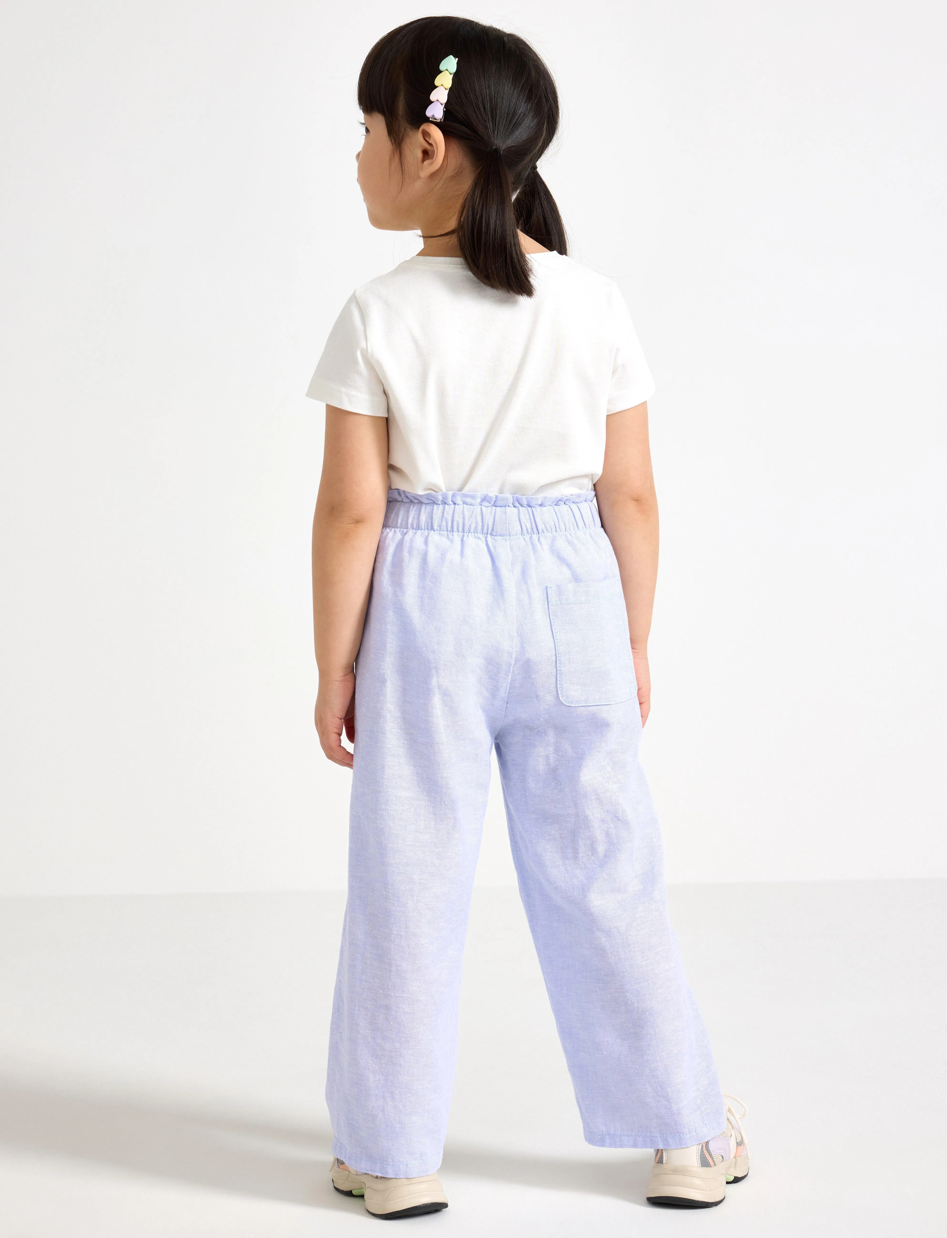 Lindex - Trousers wide cropped linen - light blue - 3
