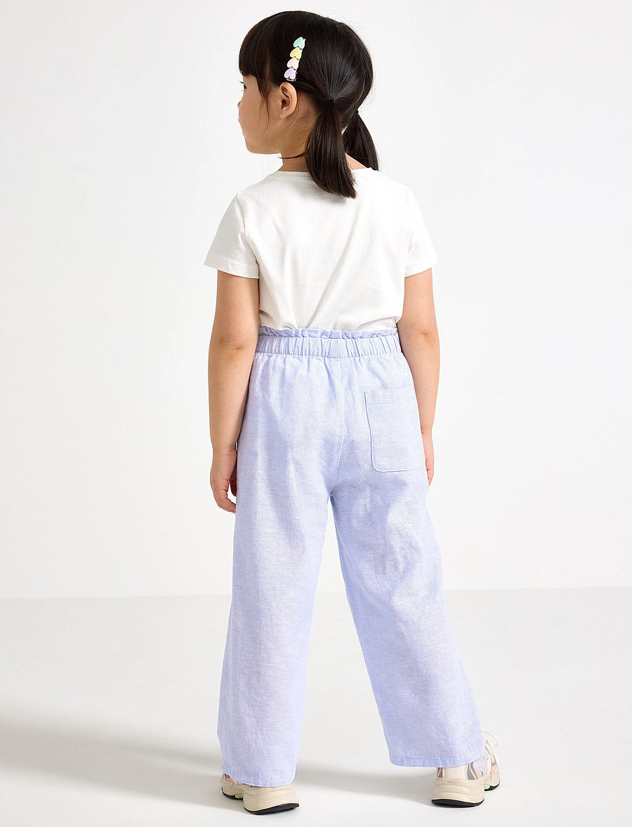 Lindex - Trousers wide cropped linen - light blue - 3