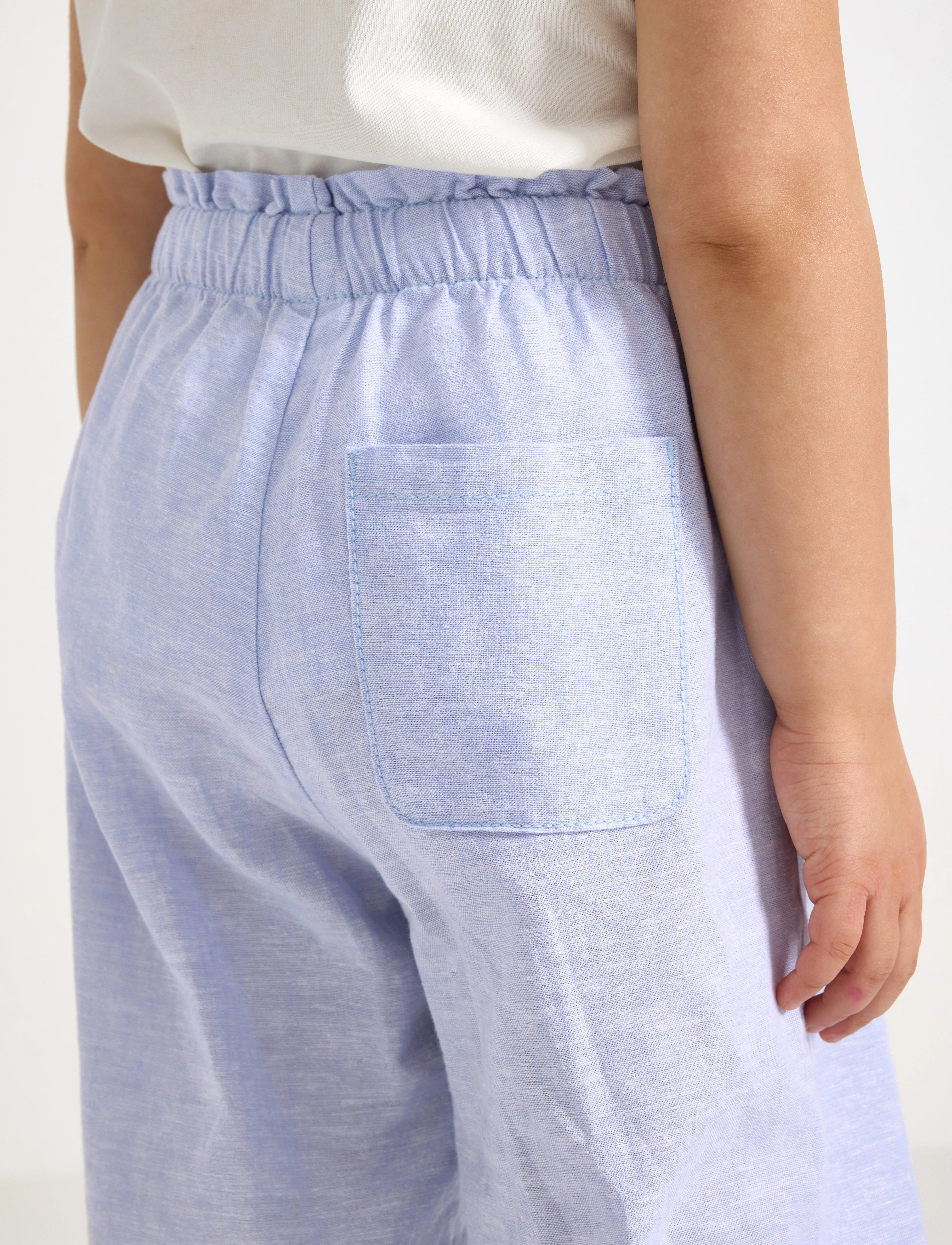 Lindex - Trousers wide cropped linen - light blue - 4