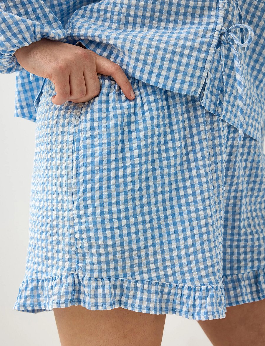 Lindex - Pyjama shorts in seersucker - shorts - light blue - 4