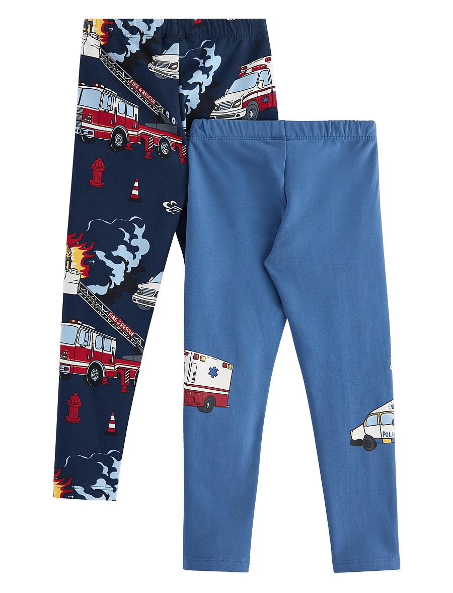 Lindex - Leggings 2 pack Trucks - mitmepakendiga püksid - light dusty blue - 1