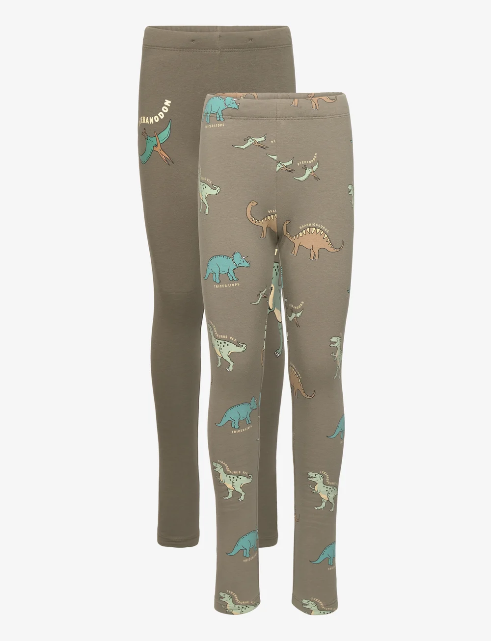 Lindex - Leggings 2 pack Dinos - multipack leggings - dusty green - 1