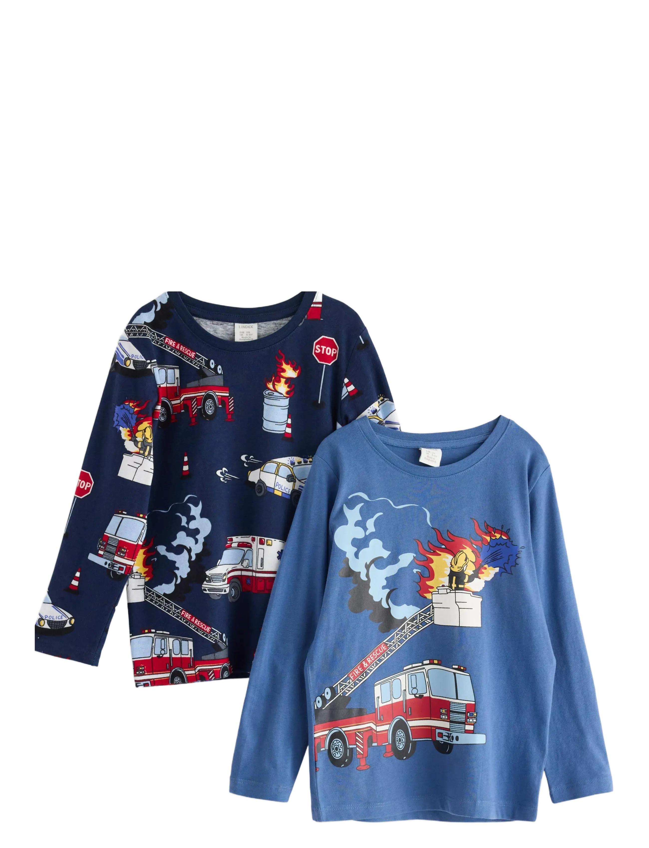 Lindex Top Ls Trucks 2 Pack, 92, Blue, T-Shirts > Langærmede T-shirts, Børn