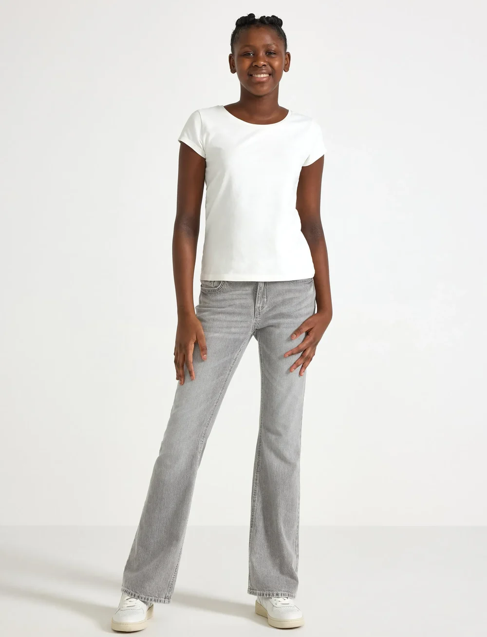 Lindex - Trousers denim Freja pockets a - bootcut jeans - grey - 0
