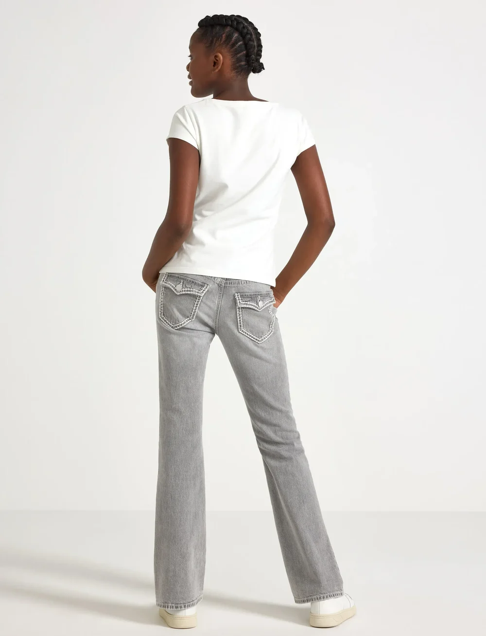 Lindex - Trousers denim Freja pockets a - bootcut jeans - grey - 3
