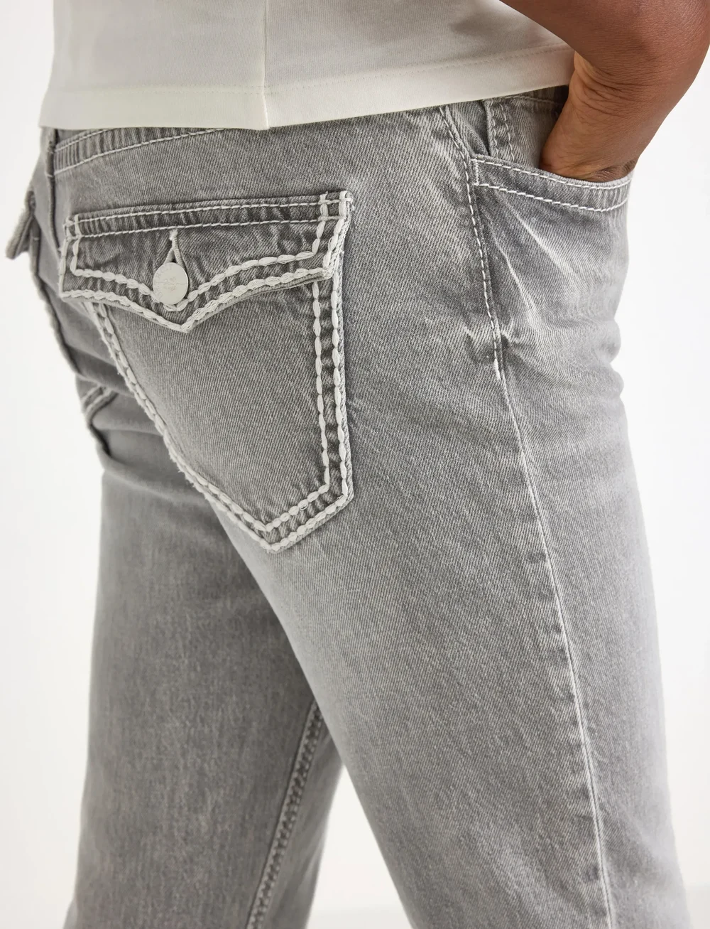 Lindex - Trousers denim Freja pockets a - bootcut jeans - grey - 4