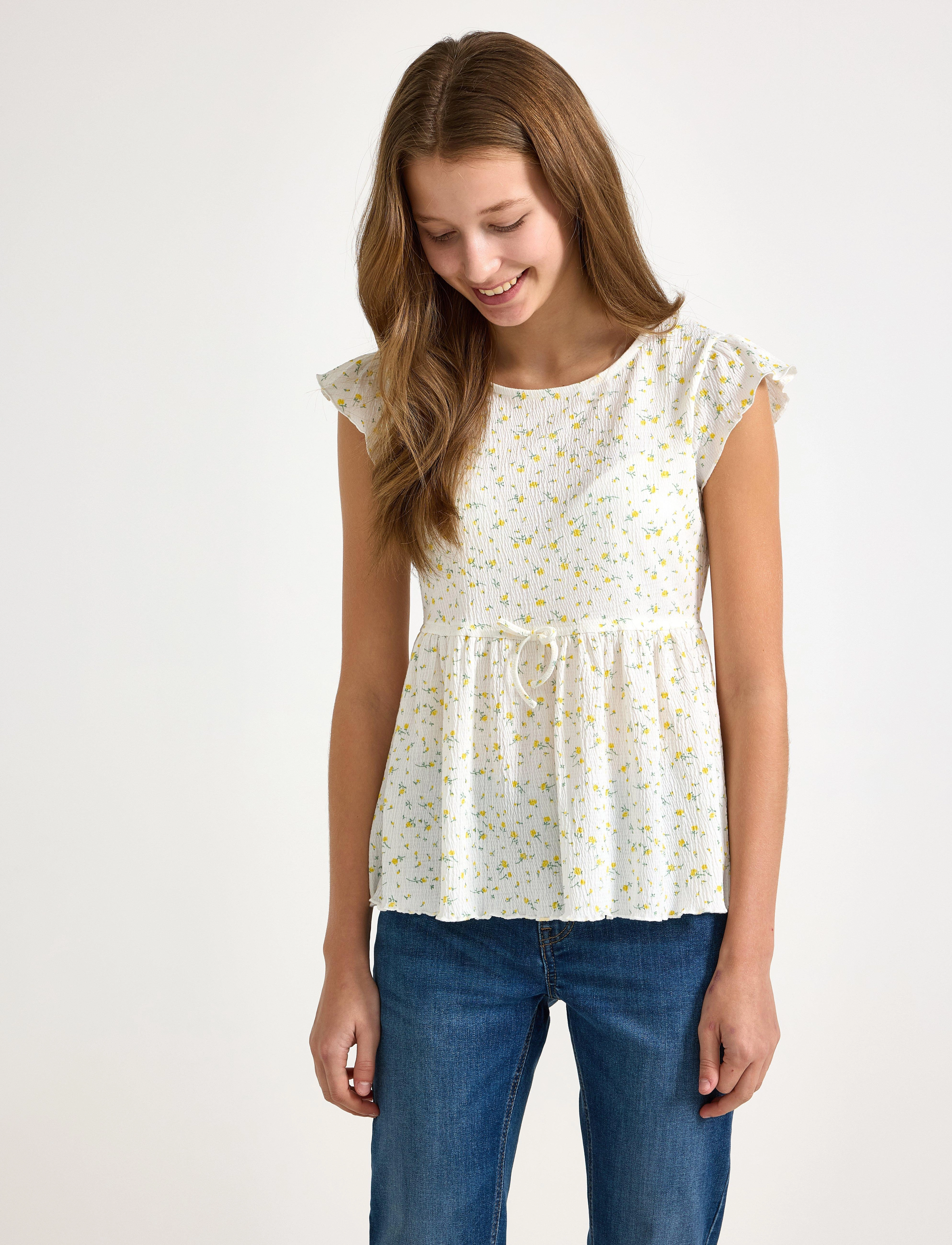 Lindex Top Peplum Cute, 128, White, T-Shirts > Kortærmede, Børn
