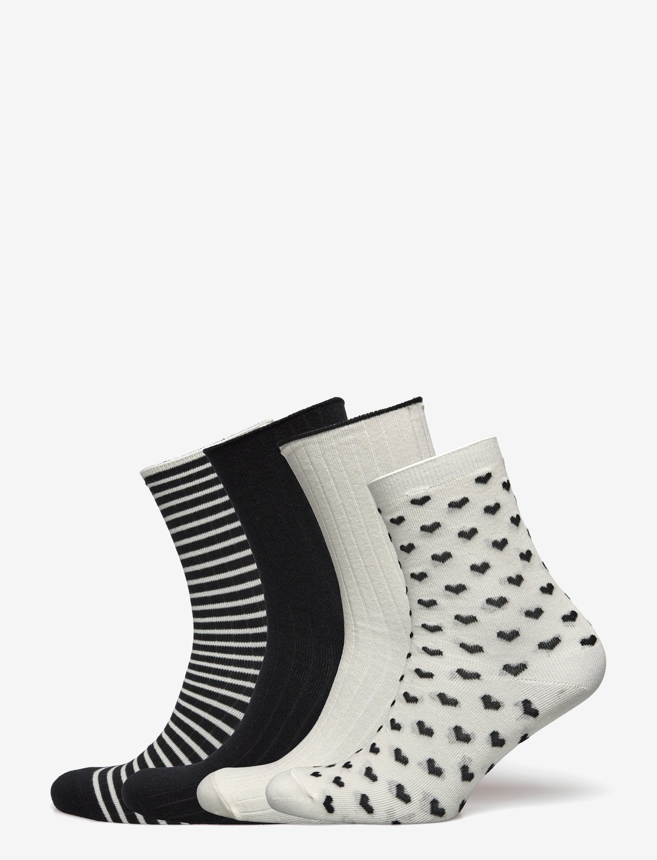 Lindex - Sock 4 p Black and white - vanliga strumpor - white - 0