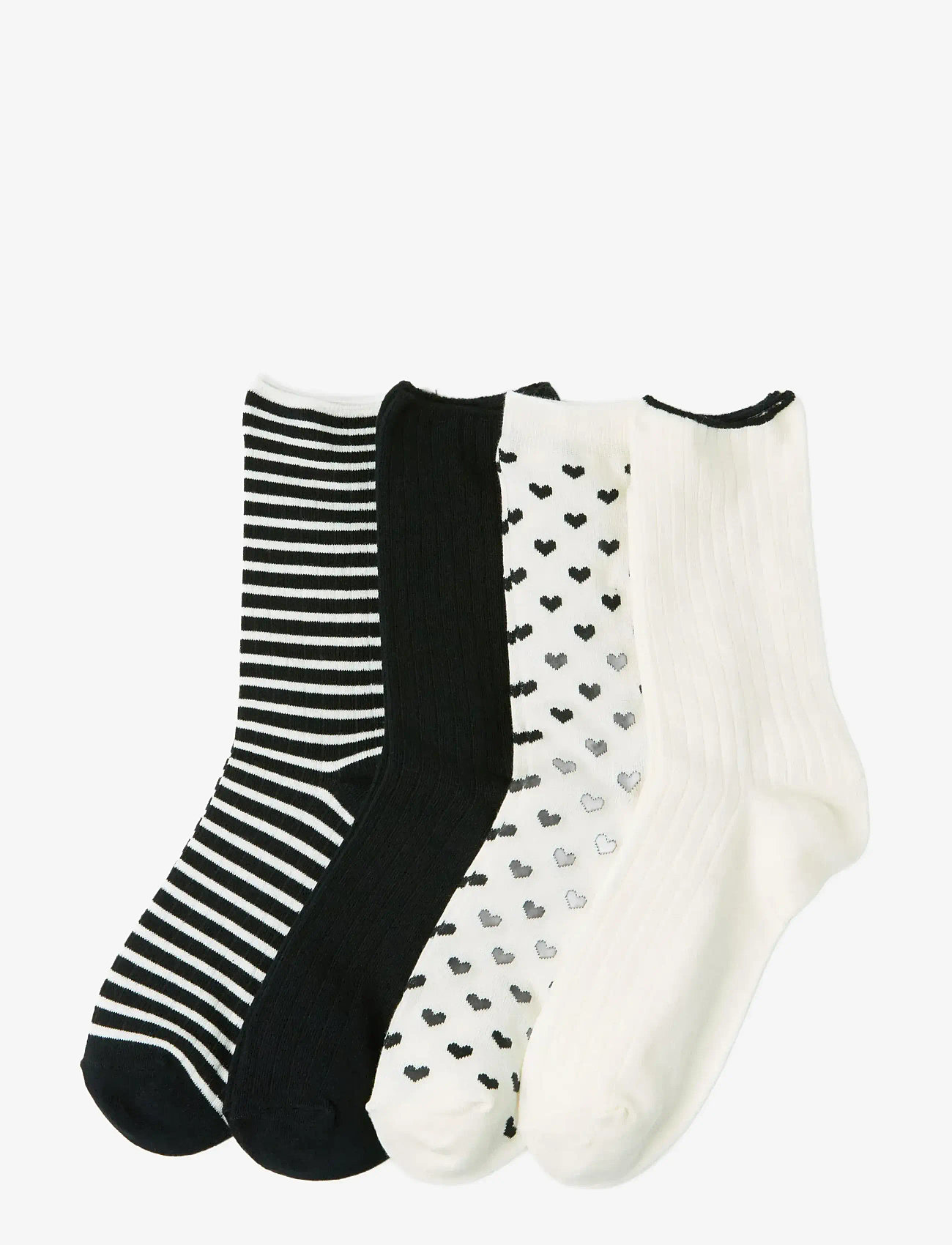 Lindex - Sock 4 p Black and white - vanliga strumpor - white - 1