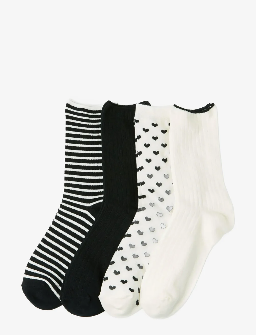 Lindex - Sock 4 p Black and white - crew-socken - white - 1