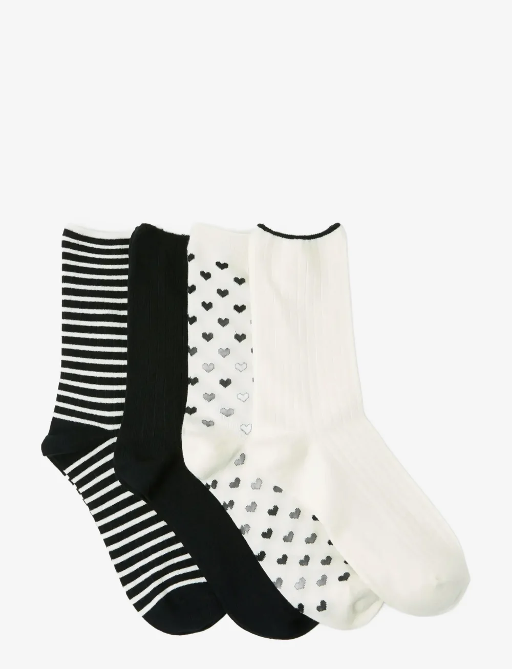 Lindex - Sock 4 p Black and white - crew-socken - white - 2