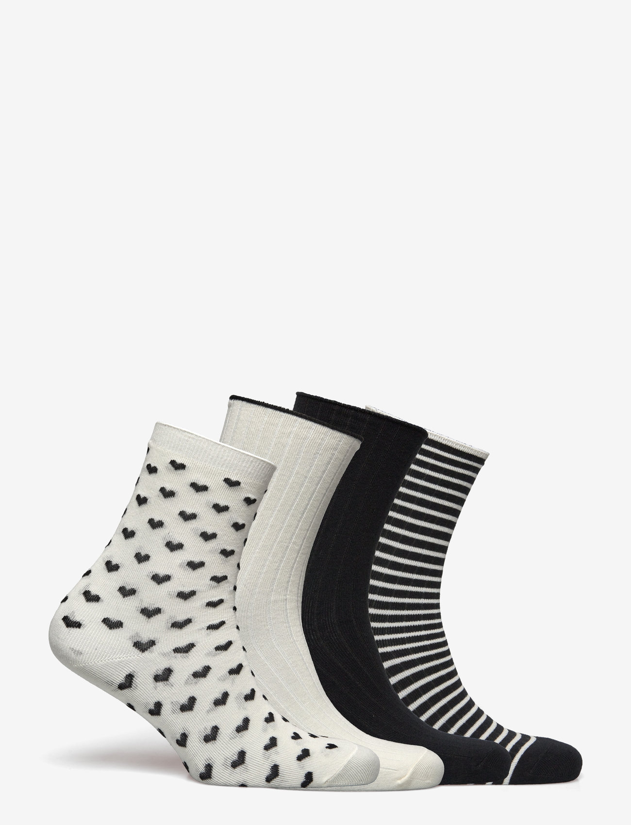 Lindex - Sock 4 p Black and white - vanliga strumpor - white - 4