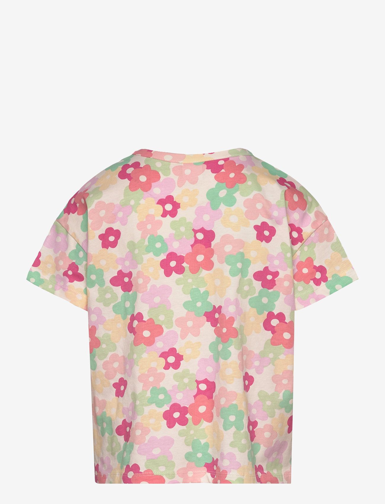 Lindex - Top ss cropped flower print - white - 2