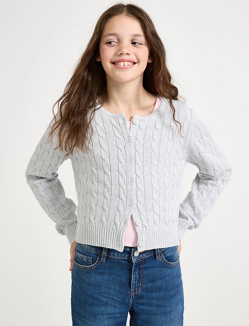 Lindex - Cardigan with cabels - cardigans - light grey melange - 0