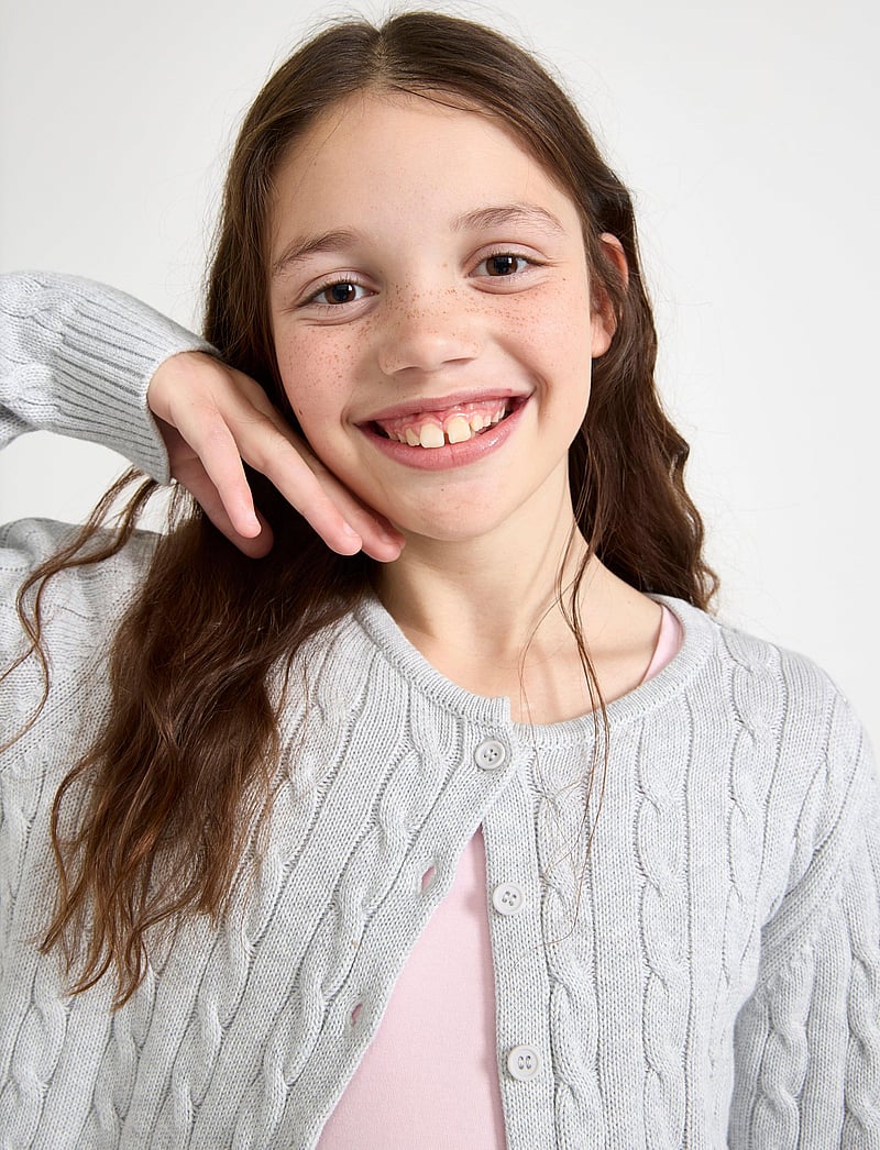 Lindex - Cardigan with cabels - cardigans - light grey melange - 4