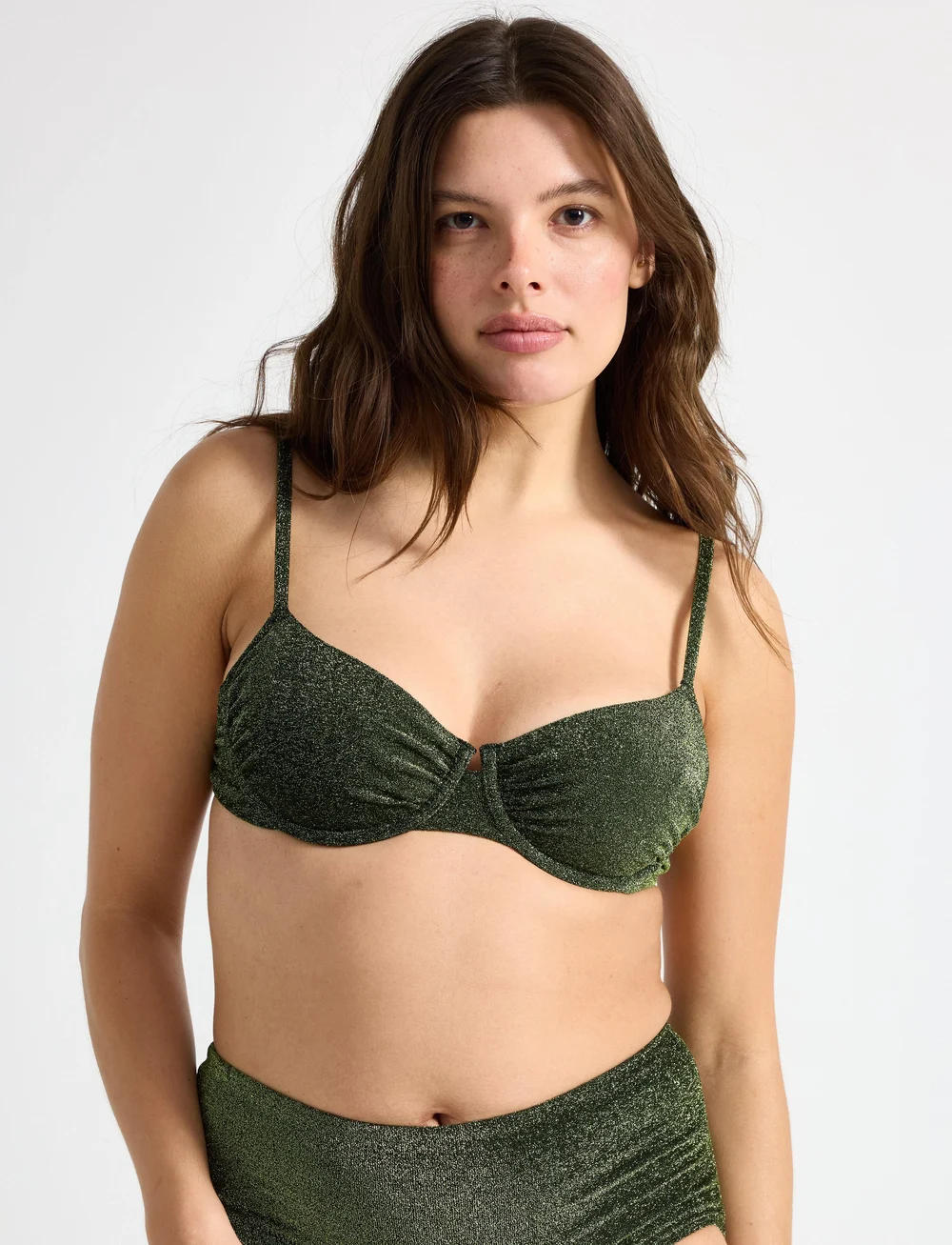 Lindex - Brief Clara Hipster lurex - bikinihosen mit hoher taille - light dusty green - 0