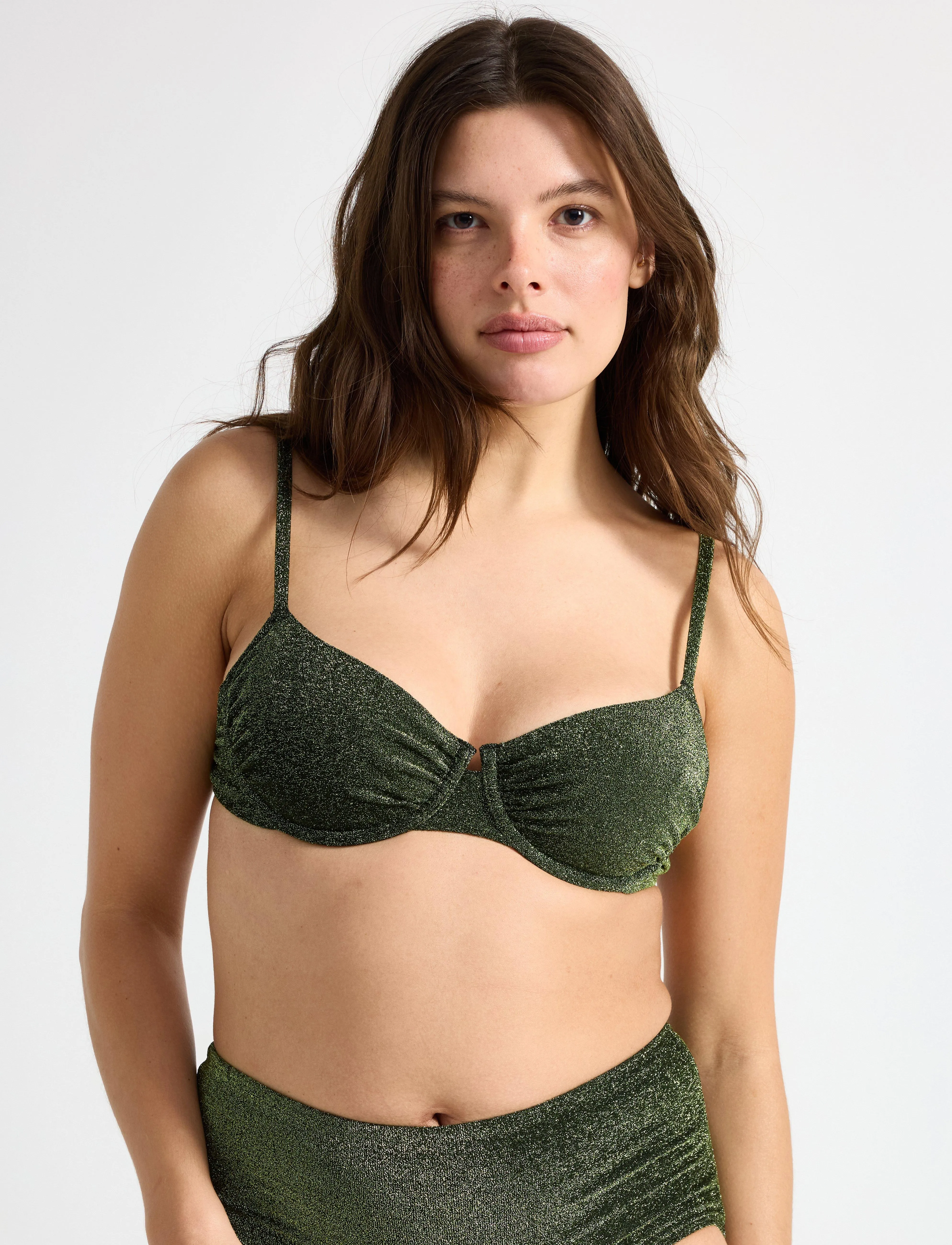 Lindex - Brief Clara Hipster lurex - kõrge vöökohaga bikiinid - light dusty green - 0