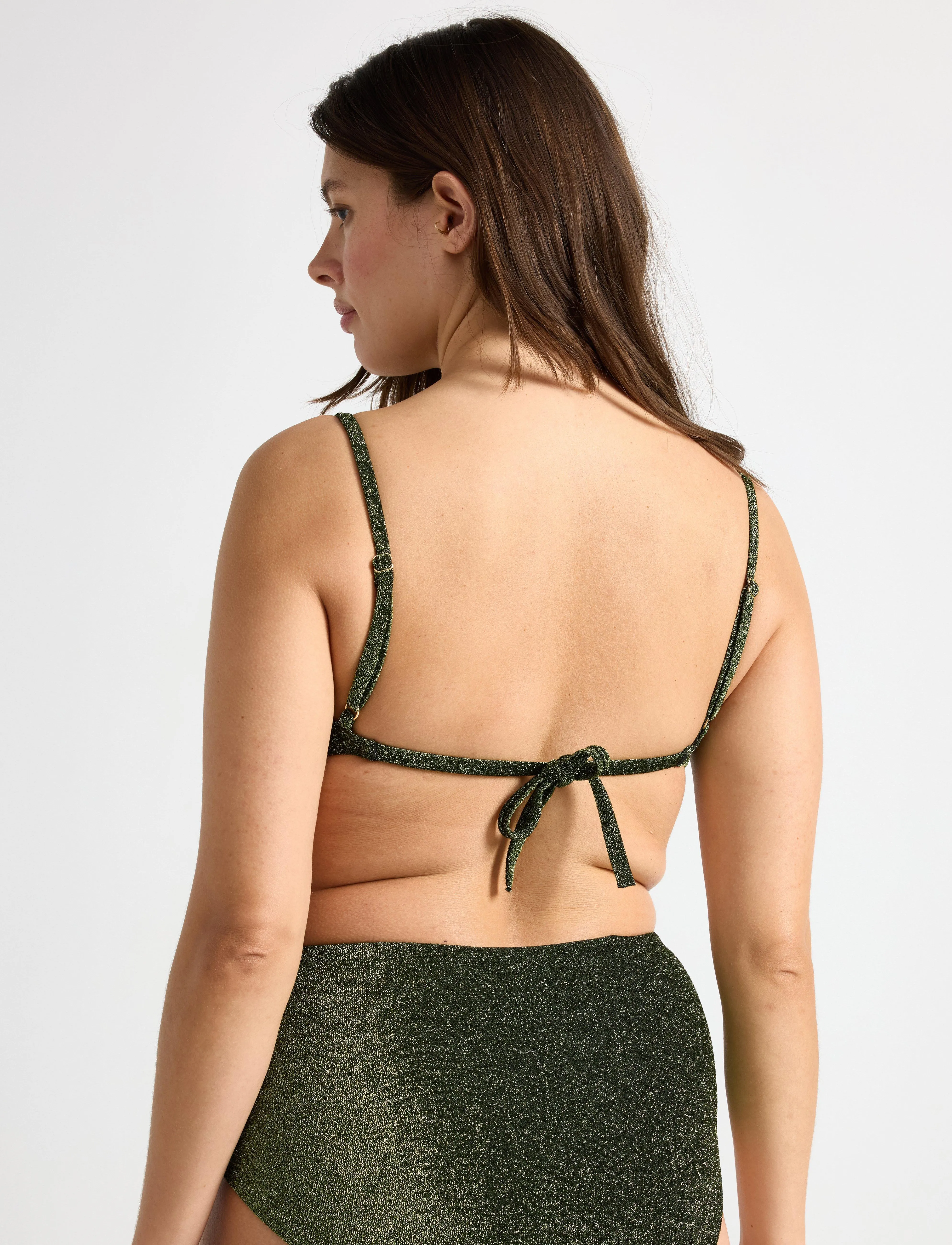Lindex - Brief Clara Hipster lurex - kõrge vöökohaga bikiinid - light dusty green - 3