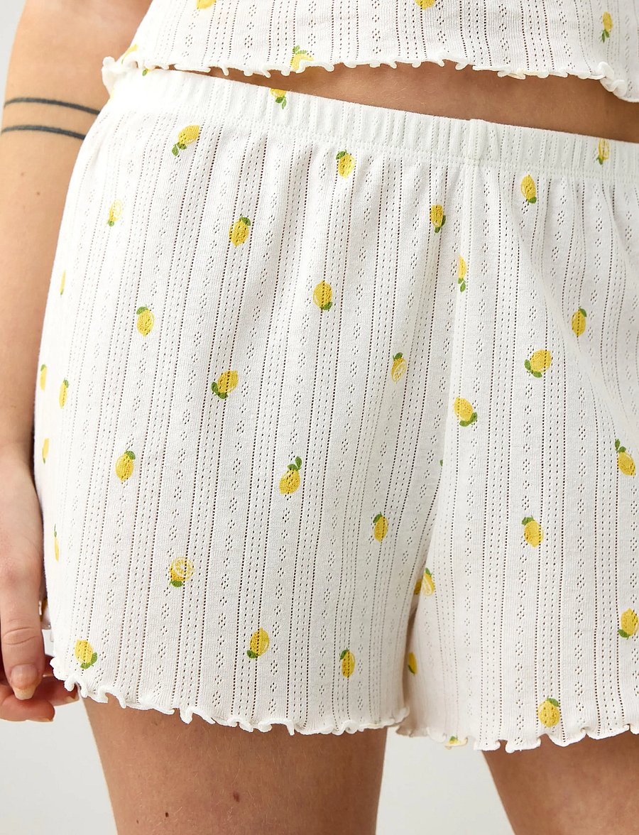 Lindex - Pyjama shorts in pointelle - natshorts - dark yellow - 4