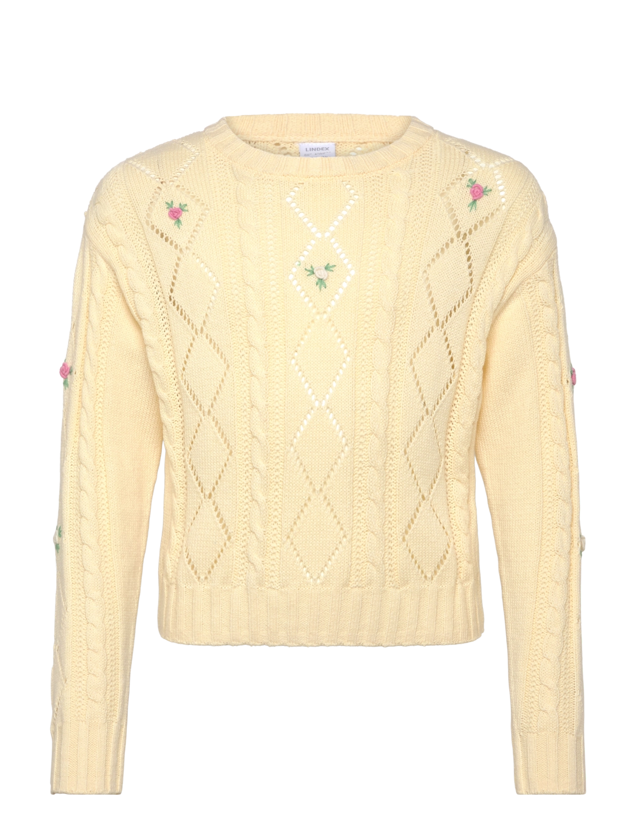 Lindex Sweater pointelle flowers - Strik - LIGHT YELLOW / yellow