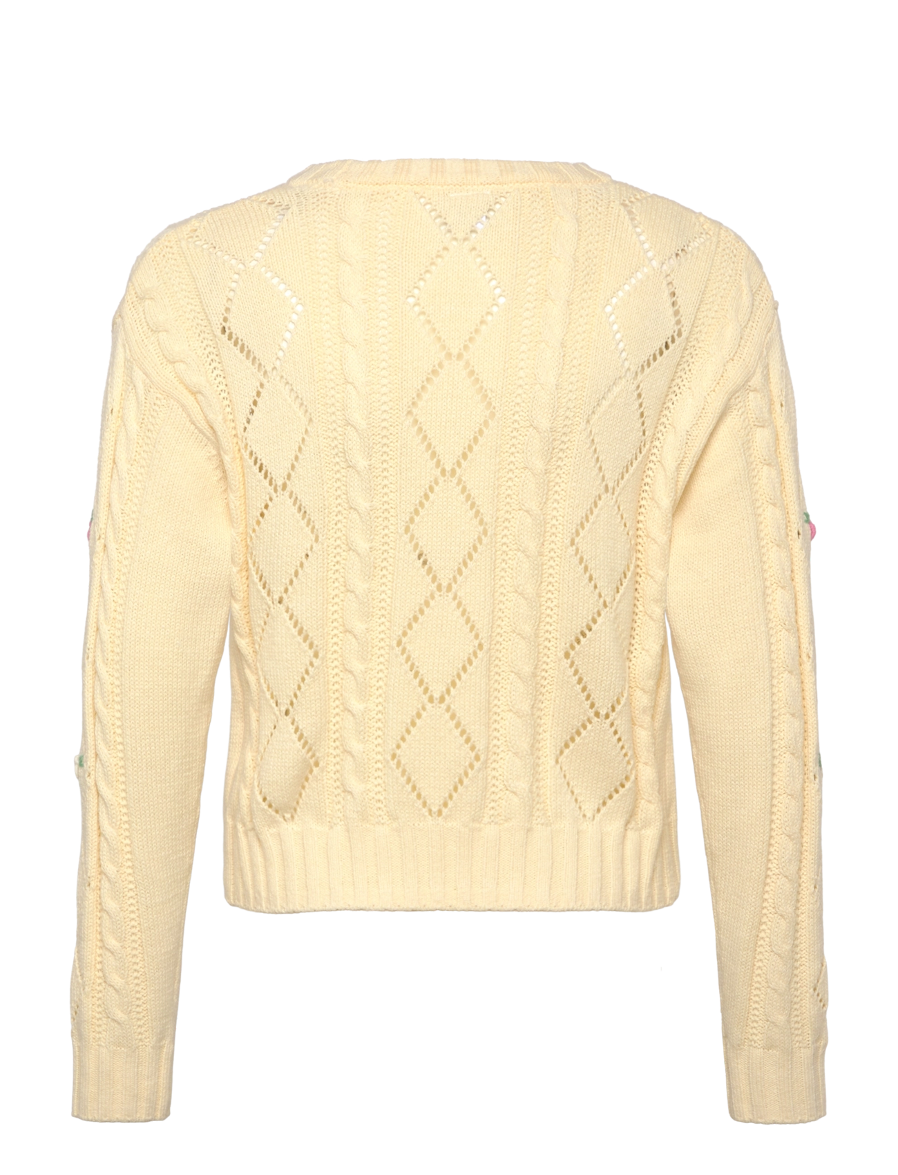 Lindex - Sweater pointelle flowers - trøjer - light yellow - 1