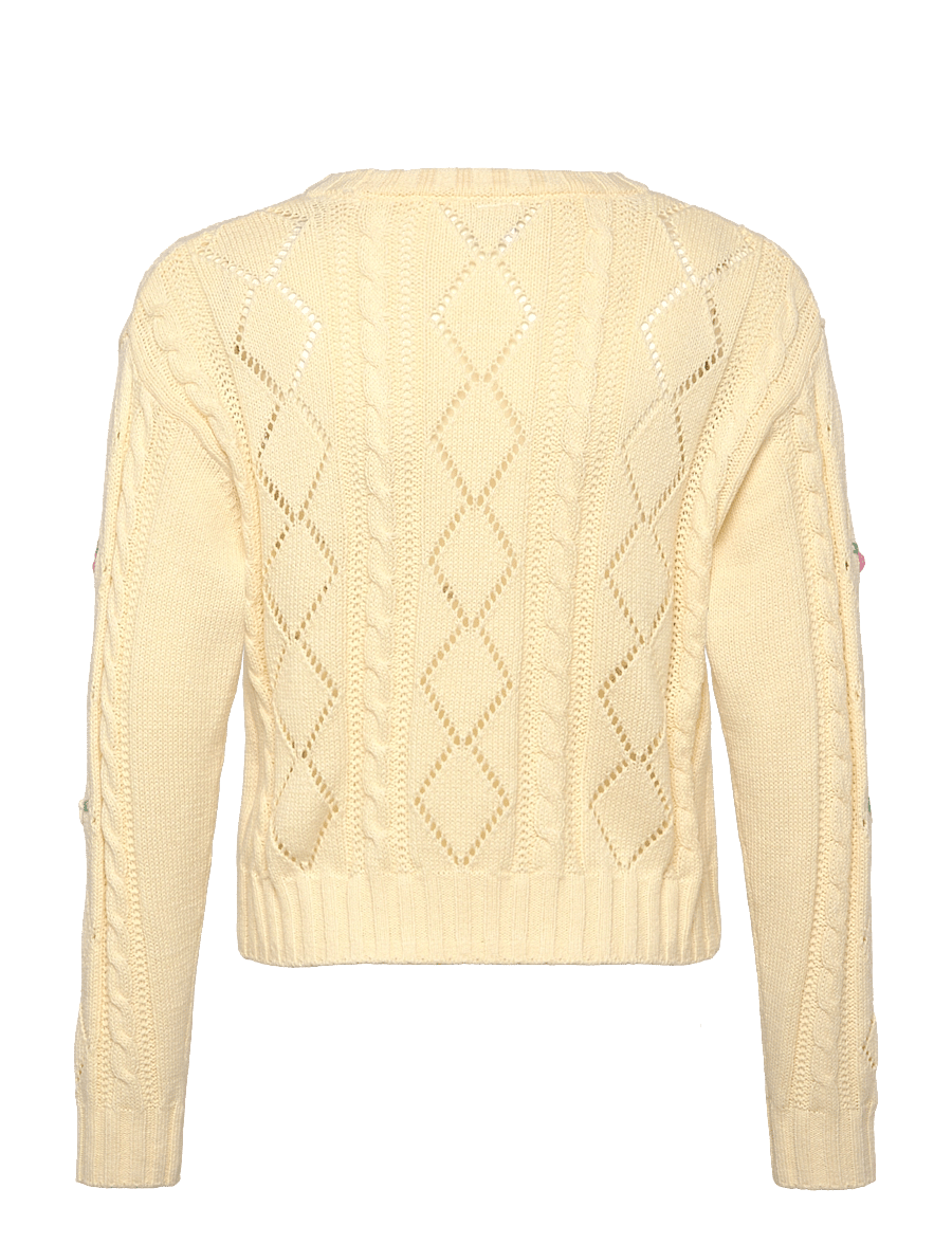 Lindex - Sweater pointelle flowers - pullover - light yellow - 1