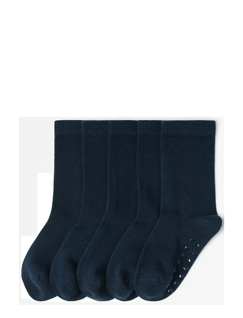 Lindex - Sock 5 p SB solid antislip - strømper - navy - 0
