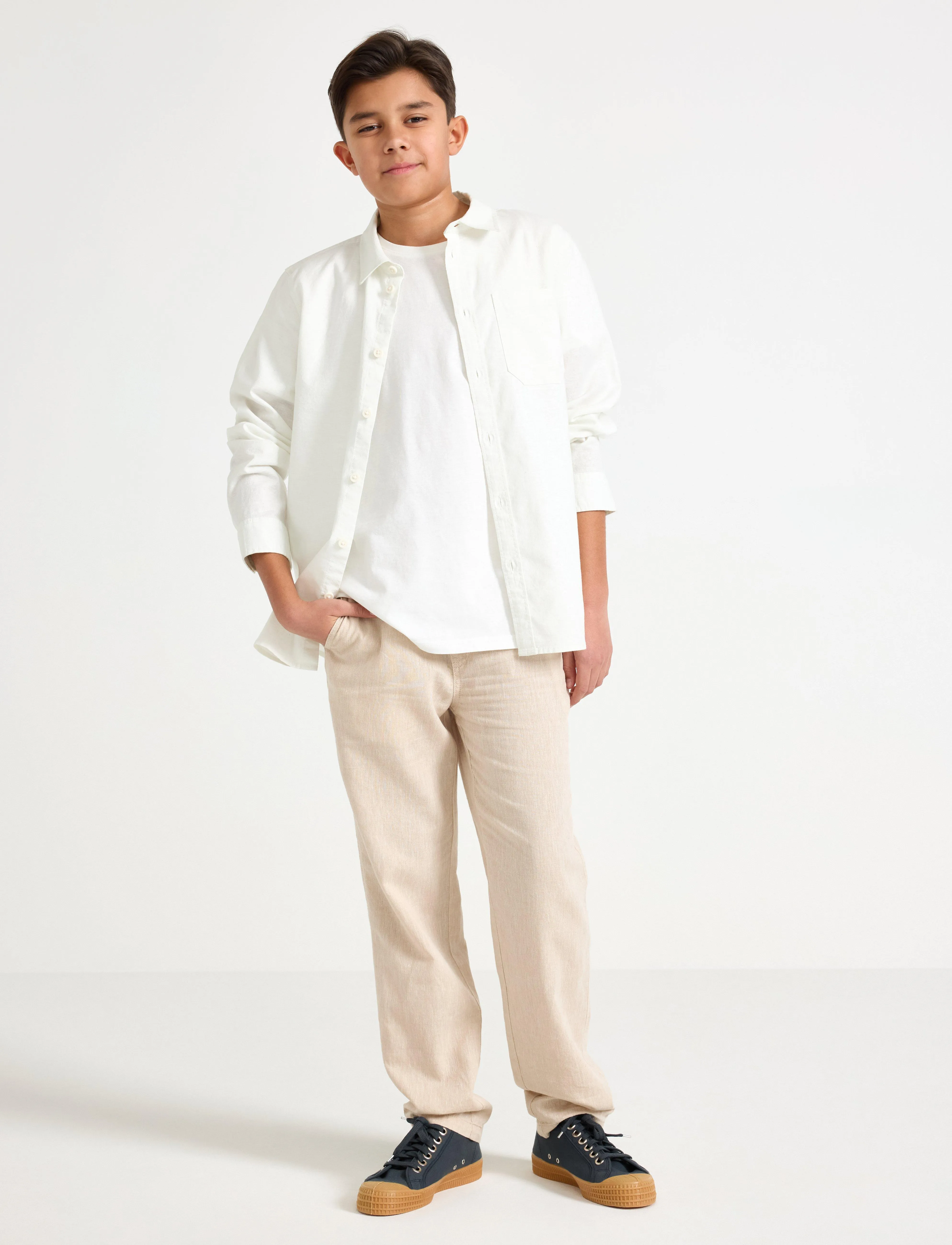 Lindex Trousers Staffan Linen Blend, 134, Unterteile, Beige - Trousers, Kinder