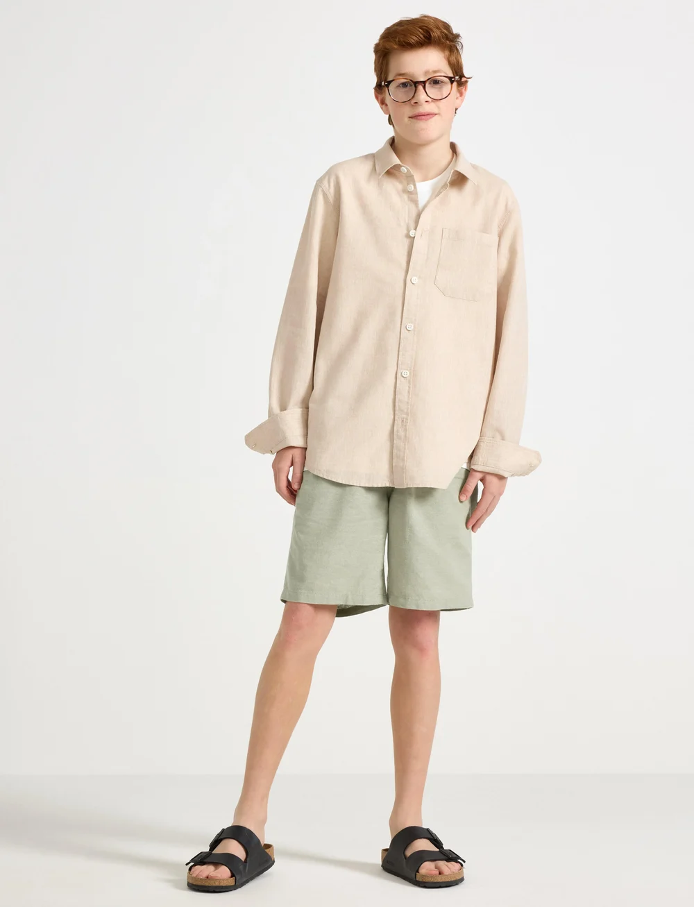Lindex - Shorts linen blend - casual shorts - lt dusty khaki - 0